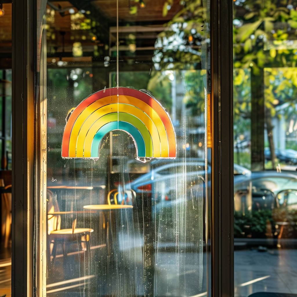 bandera arcoiris en una ventana