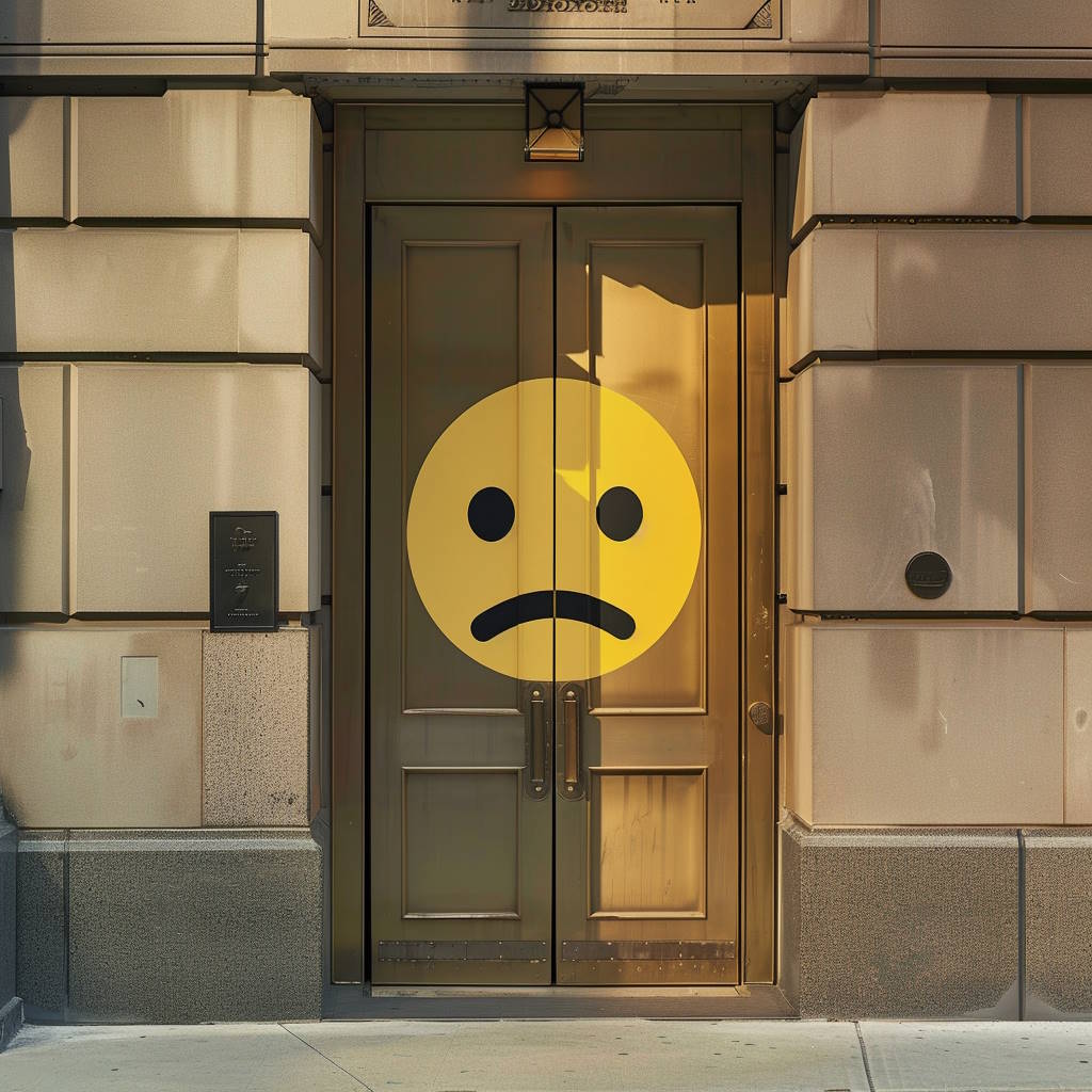 un emoji negativo en una puerta