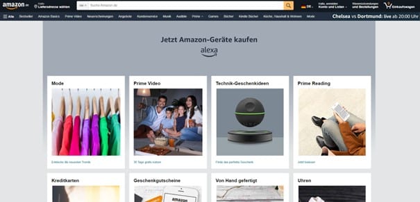 Amazon hat auf seiner Website keine visuelle Hierarchie