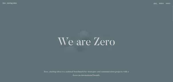Die Agentur Zero setzt auf eine minimalistische Website